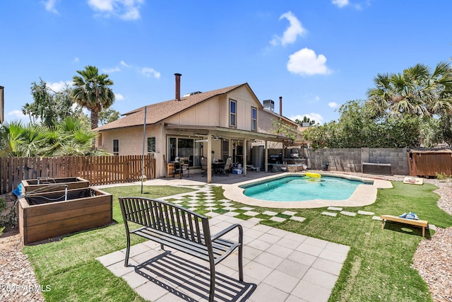 3608 W Harrison St, Chandler, AZ 85226 - view of pool featuring a patio area and a ceiling fan