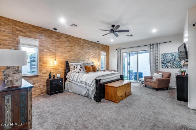 20125 E Via Del Rancho, Queen Creek, AZ 85142 - bedroom with multiple windows, carpet, access to exterior, and visible vents