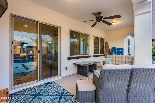 20125 E Via Del Rancho, Queen Creek, AZ 85142 - view of patio with an outdoor hangout area and a ceiling fan