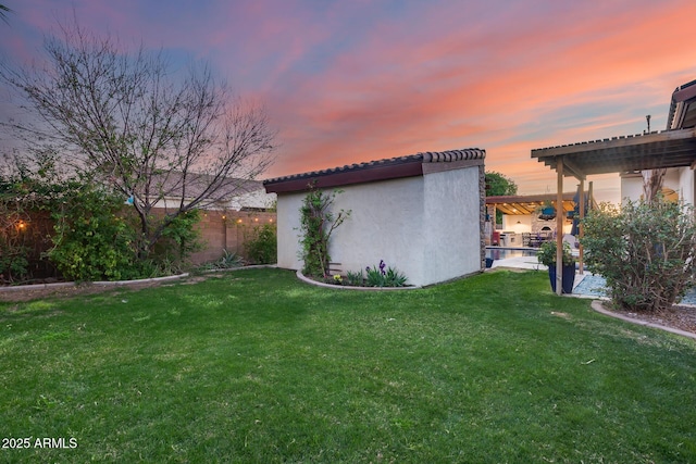 20125 E Via Del Rancho, Queen Creek, AZ 85142 - view of yard featuring an outbuilding, a pergola, fence, and a patio