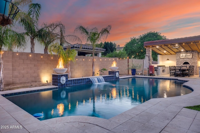20125 E Via Del Rancho, Queen Creek, AZ 85142 - view of swimming pool featuring a fenced backyard, area for grilling, a patio area, and a fenced in pool