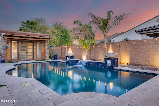 20125 E Via Del Rancho, Queen Creek, AZ 85142 - view of pool featuring a fenced backyard, an outbuilding, an exterior structure, and a fenced in pool