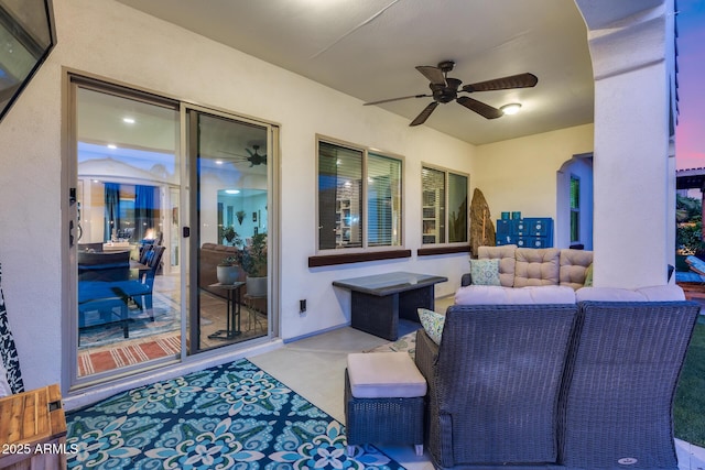 20125 E Via Del Rancho, Queen Creek, AZ 85142 - view of patio / terrace with an outdoor hangout area and ceiling fan