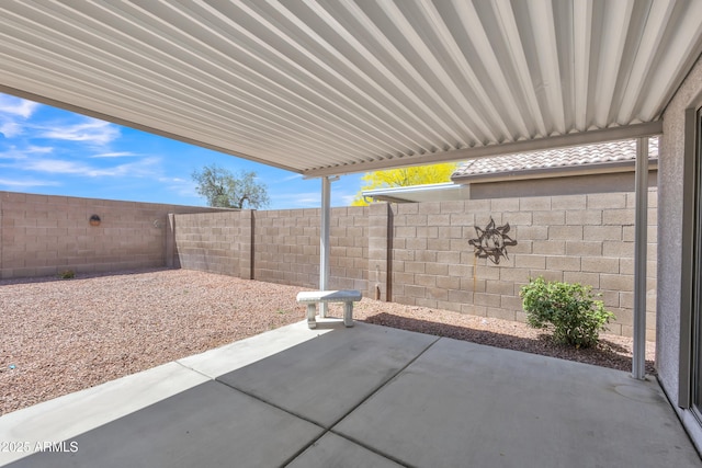 view of patio featuring a fenced backyard