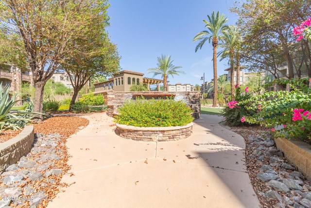 view of property's community with a pergola