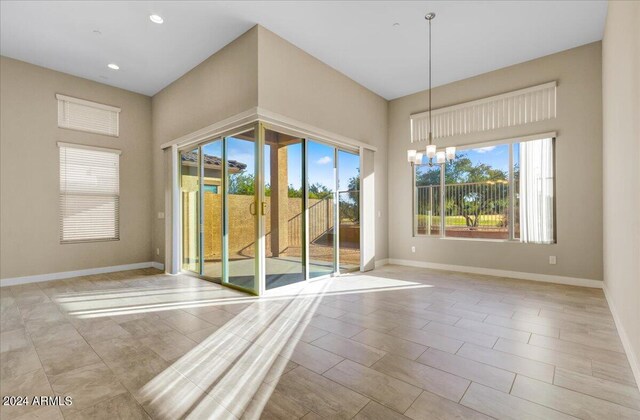 interior space featuring an inviting chandelier