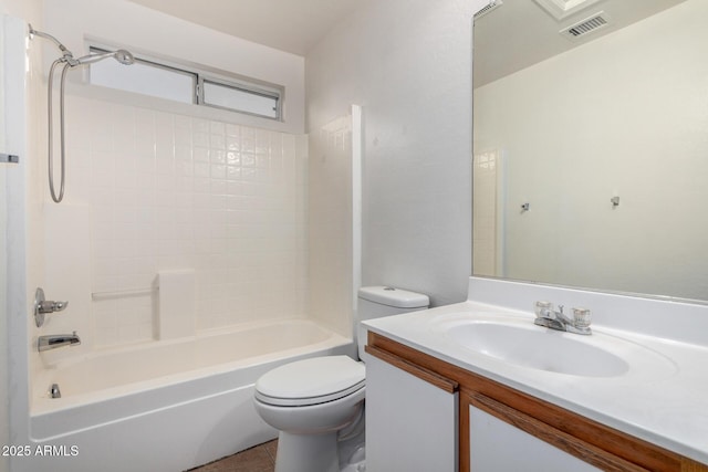 full bathroom featuring tile patterned floors, vanity, toilet, and bathing tub / shower combination