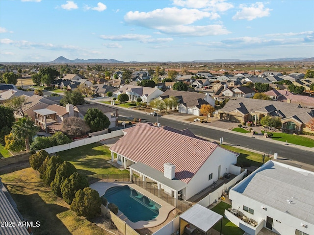 aerial view with a mountain view