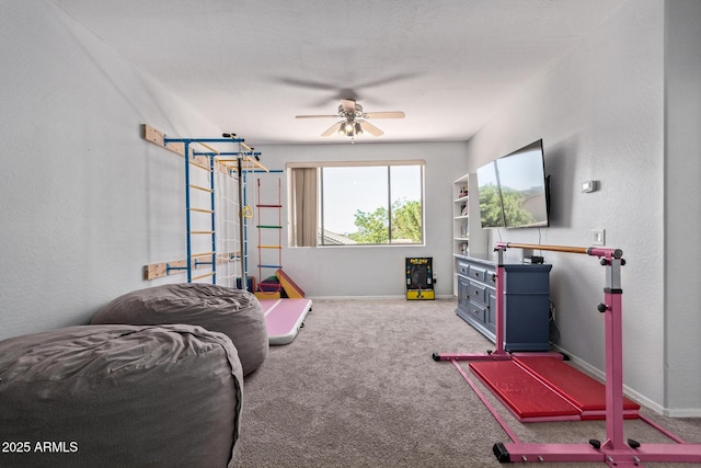 1342 E Jade Dr, Chandler, AZ 85286 - carpeted living area with a ceiling fan and baseboards