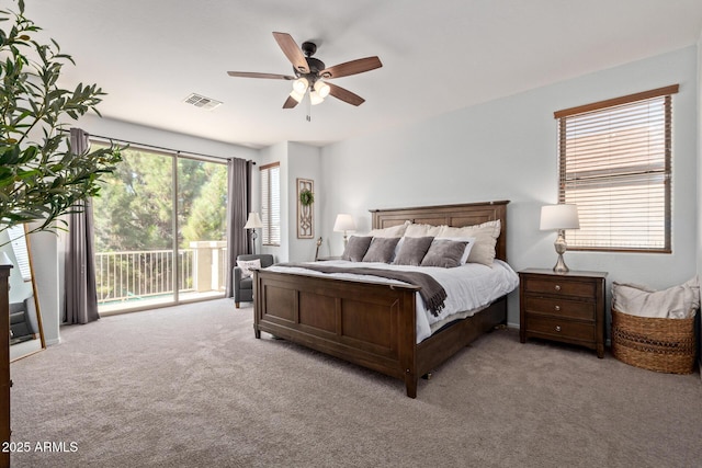 1342 E Jade Dr, Chandler, AZ 85286 - bedroom featuring access to outside, carpet floors, and ceiling fan