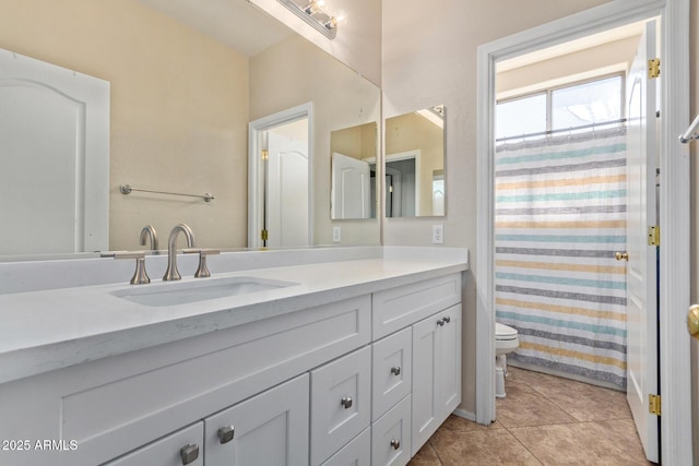 1342 E Jade Dr, Chandler, AZ 85286 - bathroom featuring vanity, tile patterned floors, and a shower with curtain