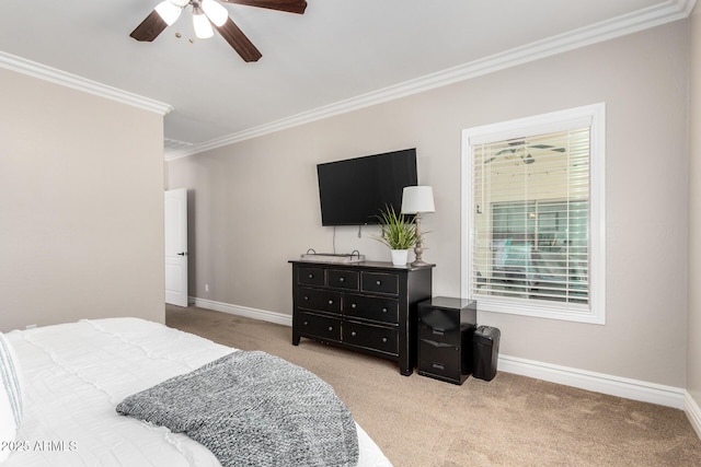 6317 S Banning St, Gilbert, AZ 85298 - bedroom with carpet, crown molding, ceiling fan, and multiple windows