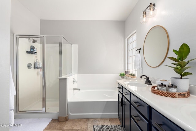 6317 S Banning St, Gilbert, AZ 85298 - full bathroom featuring a stall shower, a garden tub, and double vanity