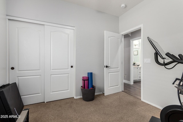 6317 S Banning St, Gilbert, AZ 85298 - workout room featuring carpet flooring and baseboards