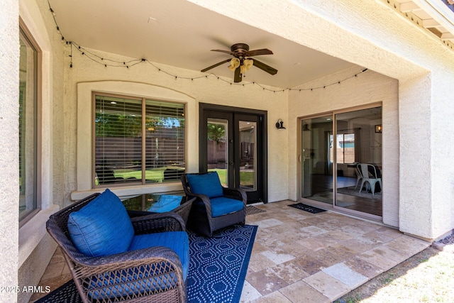 6317 S Banning St, Gilbert, AZ 85298 - view of patio featuring a ceiling fan and french doors