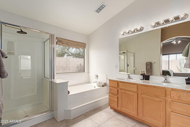 12787 S 175th Ave, Goodyear, AZ 85338 - full bathroom featuring tile patterned floors, visible vents, plenty of natural light, and a sink