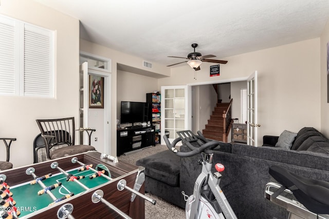 40904 N Hearst Dr, Anthem, AZ 85086 - rec room with carpet, visible vents, and ceiling fan