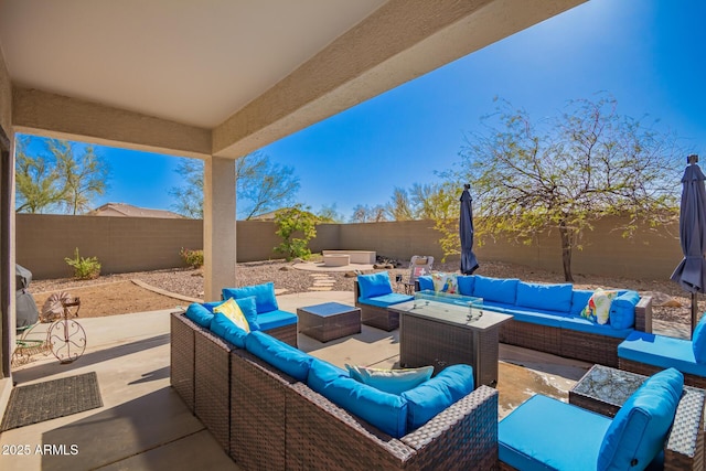 40904 N Hearst Dr, Anthem, AZ 85086 - view of patio / terrace with outdoor lounge area and a fenced backyard