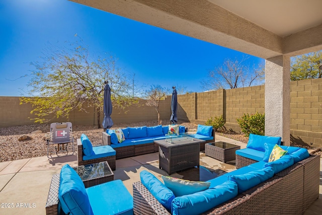 40904 N Hearst Dr, Anthem, AZ 85086 - view of patio / terrace featuring a fenced backyard and an outdoor hangout area