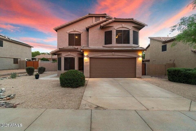 view of property featuring a garage