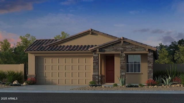 view of front of property featuring a garage