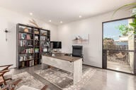 office area featuring recessed lighting