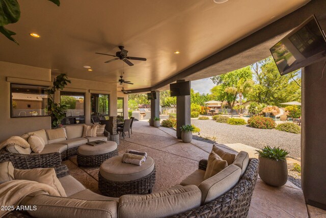690 E Seattle Slew Ln, Gilbert, AZ 85296 - view of patio featuring outdoor lounge area, outdoor dining space, and a ceiling fan
