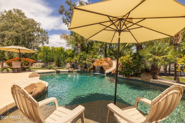 690 E Seattle Slew Ln, Gilbert, AZ 85296 - view of swimming pool featuring a patio area and a water slide