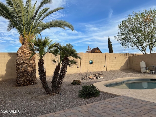 view of pool featuring a patio area and a fenced backyard