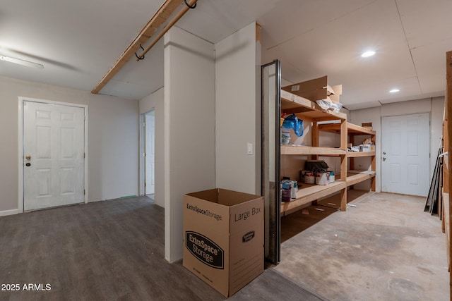 basement featuring recessed lighting
