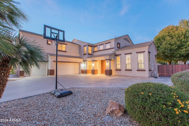 exterior space featuring a garage