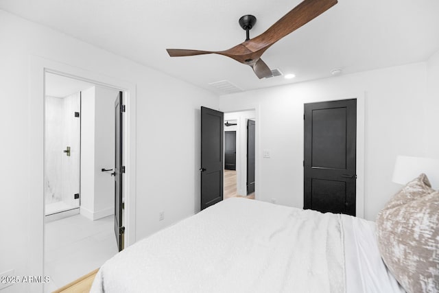 bedroom featuring ceiling fan