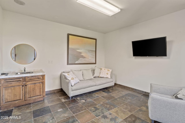 living room with sink