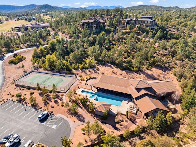 drone / aerial view with a mountain view