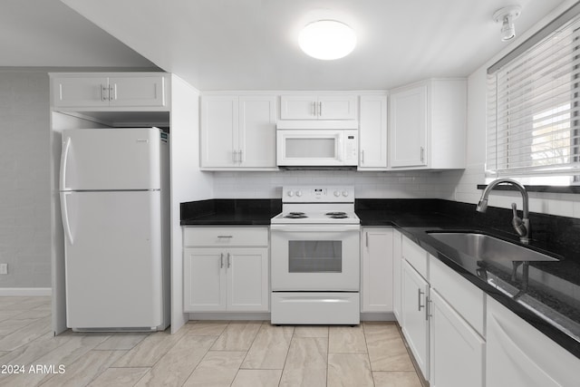 4701 N 68th St Unit 248, Scottsdale, AZ 85251 - kitchen featuring white appliances, a sink, white cabinetry, and tasteful backsplash