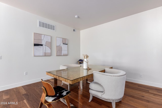 office space featuring dark wood-type flooring