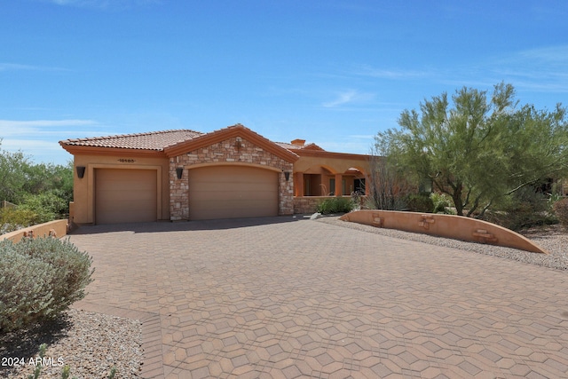 view of front of house with a garage