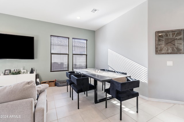 dining room with light tile patterned floors