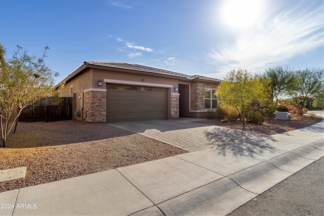 view of front of house with a garage