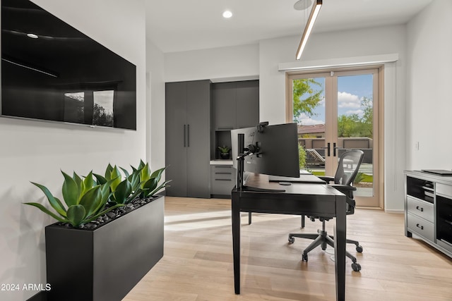 home office featuring light wood-type flooring