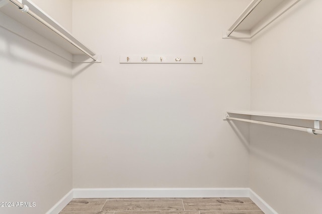 walk in closet with hardwood / wood-style flooring