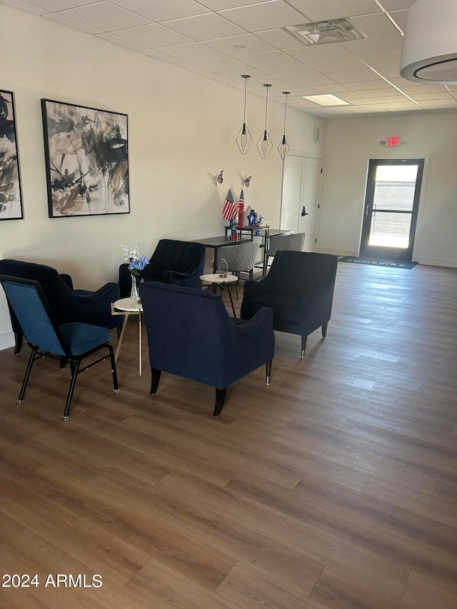 living room with hardwood / wood-style flooring