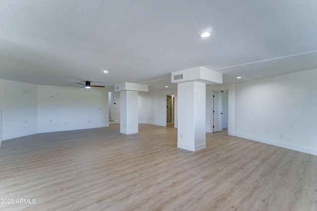 3903 E Melody Dr, Phoenix, AZ 85042 - spare room featuring recessed lighting, light wood-type flooring, baseboards, and ceiling fan