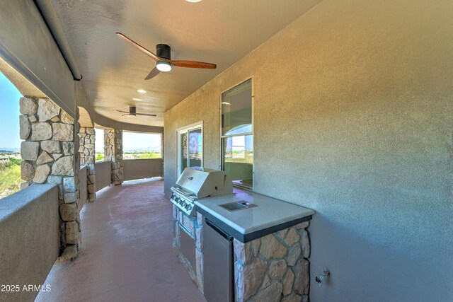 3903 E Melody Dr, Phoenix, AZ 85042 - view of patio / terrace with an outdoor kitchen and a ceiling fan
