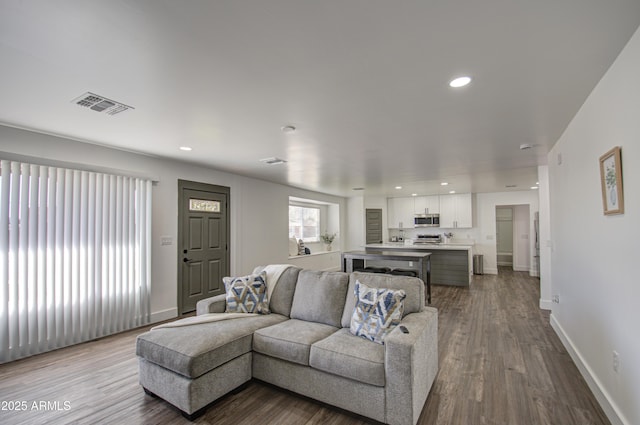 living room with hardwood / wood-style floors