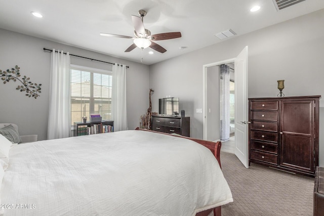 1342 E Milada Dr, Phoenix, AZ 85042 - bedroom featuring carpet flooring, a ceiling fan, and recessed lighting