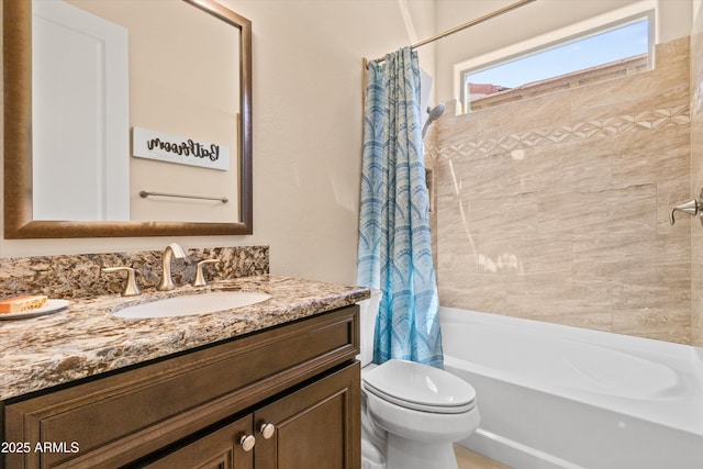 644 E Las Puertas Ln, Queen Creek, AZ 85140 - bathroom featuring shower / tub combo, toilet, and vanity