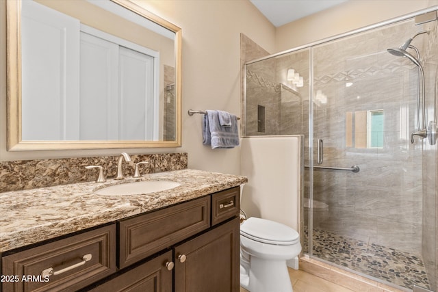 644 E Las Puertas Ln, Queen Creek, AZ 85140 - full bath with toilet, a shower stall, and vanity