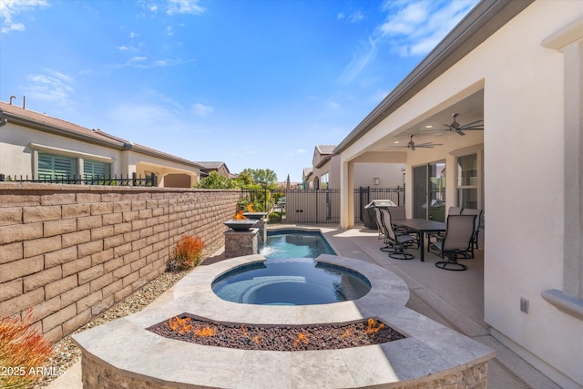 644 E Las Puertas Ln, Queen Creek, AZ 85140 - exterior space with a patio, a fenced backyard, and a ceiling fan