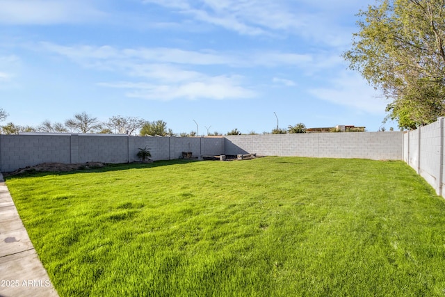 view of yard featuring a fenced backyard